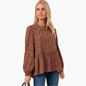 NWOT Tuckernuck Pomander Place | Leopard Carlota Peplum Blouse - Size XXL